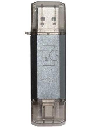 Флеш-накопичувач usb 64gb type-c t&g 009 star series silver (tg009tc-64gsl)