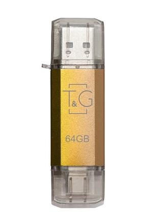 Флеш-накопичувач usb 64gb type-c t&g 009 star series gold (tg009tc-64ggd)