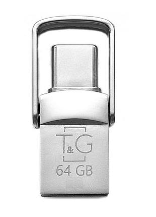 Флеш-накопичувач usb 2.0 64gb type-c t&g 104 metal series silver (tg104tc-64g)