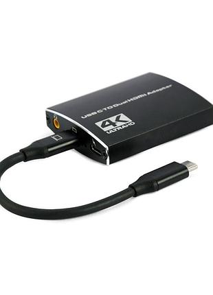 Концентратор cablexpert usb-c to 2 hdmi (2 ind. screens)/pd/аudio 3.5mm (a-cm-hdmif2-01)