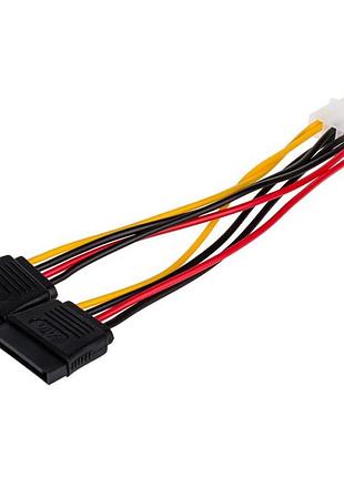 Кабель живлення molex to 2xsata 0.2m atcom (16148)