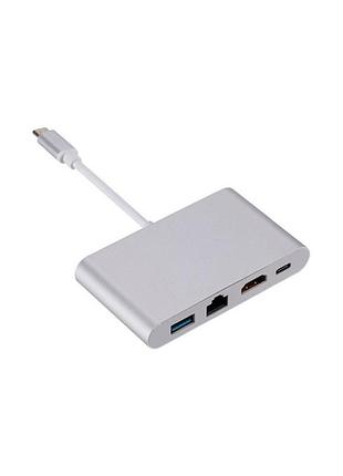 Концентратор dynamode usb3.1 type-c to 1хhdmi, 1хrj-45, 1хusb 3.0, 1хusb type-c fe (multiport usb 3.1 type-c to hdmi-rj45)