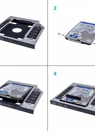 Адаптер grand-x hdd 2.5" у відсік приводу ноутбука sata/sata3 slim 9,5mm (hdc-24c)