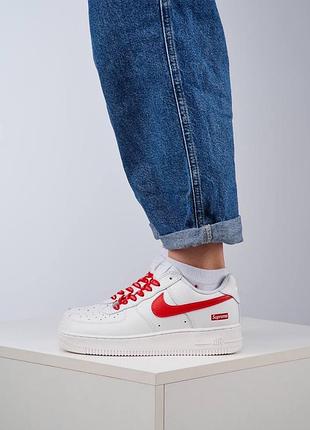 Жіночі кросівки nike air force 1 x supreme white red❤️🤍