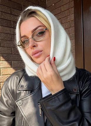 Такий кайфовий м'якесенький трендовий жіночий пухнастий білий капор frostella