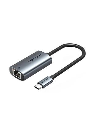 Перехідник usb-c to rj45 ethernet 1000mbps black vention (cfphb)