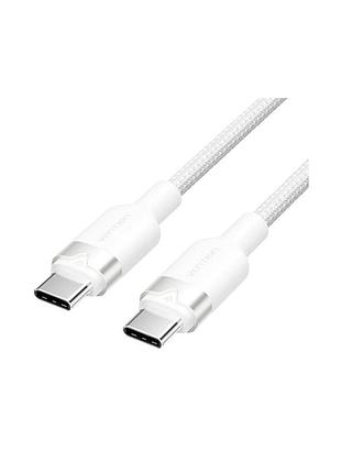 Дата кабель usb-c to usb-c 1.0m 60w aluminum alloy white vention (trdwf)