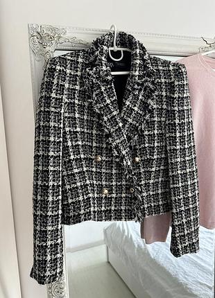 Твідовий жакет zara, вкорочений жакет, вишуканий жакет
