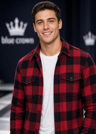 Чоловіча фланелева сорочка blue crown червона l- xl бавовна