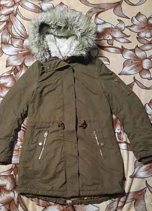 Подовжена куртка-парка h&m divided розмір s (36) хаки в ідеальному стані