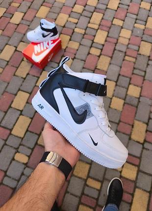 Чоловічі зимові класичні кросівки nike air force, стильні утеплені чоловічі шкіряні кросівки найк