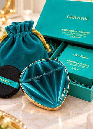Тональний засіб кушон drawshe cushion new green / кушон із двома змінними рефілями / алмазний кушон