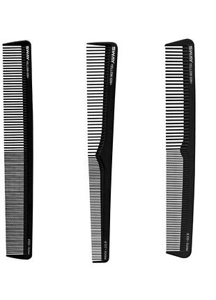 Набор базовых парикмахерских расчесок sway black ion+ 131 combkit01