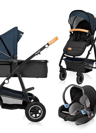 Універсальна коляска lionelo amber 3 в 1 blue navy, трансформер для новонароджених
