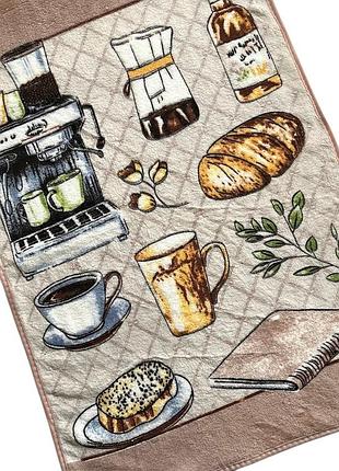 Полотенце кухонное с петелькой кофе (микрофибра) - 40*60 см, разноцветный, арт 020672, 1 шт, ассорти