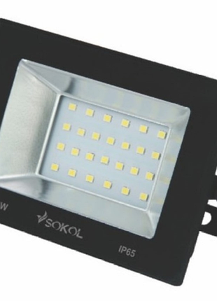 Прожектор led 20w 220в 1500lm 6500k ip65 sokol (алюминий+каленое стекло)