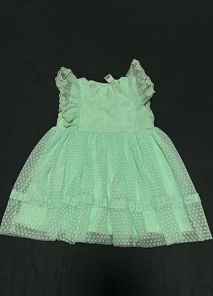 Сукня для дівчинки lc waikiki baby м'ятна з фатину в горошок