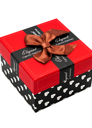 Подарочная коробочка для женских часов elegant красная картонная с декоративным бантом 90 × 90 × 58 мм