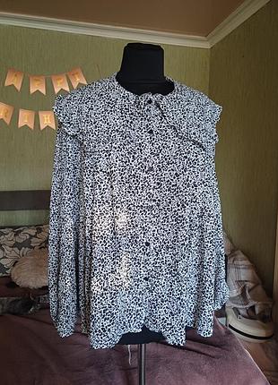 Стильна блуза new look з леопардовим принтом та накладним коміром, розмір 44 (eu / l-xl)