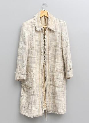 стильное букле пальто/кардиган laura ashley с бахромой и завязкой, размер 40 (eu / l)