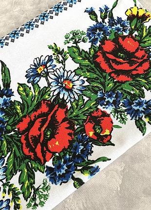 Полотенце кухонное льняное - маки_ромашка, 35*70 см, арт 020537 1 шт, ассорти