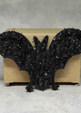 Декоративний кажан із тканини для halloween, чорний, 11*5,5 см, арт 021051, 1 шт, чорний