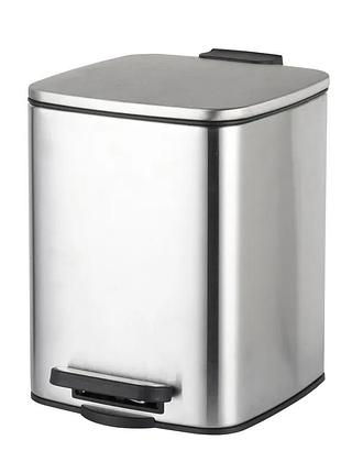 Відро для сміття з плавним закриттям квадратне zerix kubix-tc0106 ss color 6л (колір нержавійка) (zx5889)