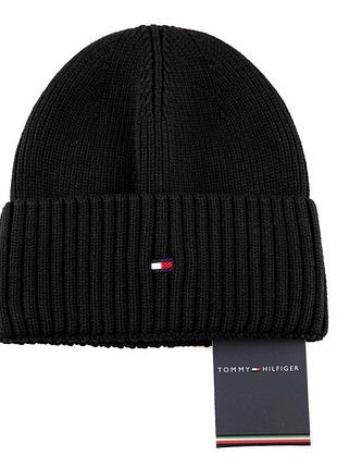 Шапка чорна жіноча чоловіча tommy hilfiger томмі хілфігер унісекс зимова люкс-якість