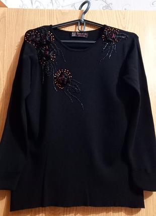 Yuantai sweater -джемпер 🖤украшение🖤вискоза🖤 камушки🖤 бисер🖤 вязка🖤