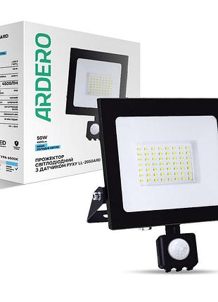 Світлодіодний прожектор ardero ll-2050ard 50вт з датчиком руху чорний