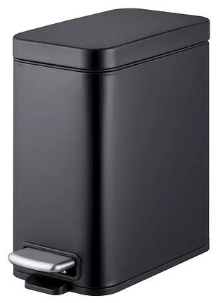 Відро для сміття з плавним закриттям прямокутне mixxus premium quadro-tc0105 black 5 л (колір чорний) (mi7061)