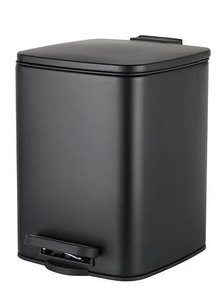 Відро для сміття з плавним закриттям квадратне zerix kubix-tc0106 black 6 л (колір чорний) (zx5890)