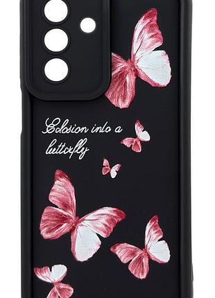 Чохол shock case print для samsung galaxy a18 / a185 бампер силіконовий чорний із малюнком метелика