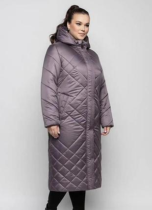 Пальто зимове жіноче великого розміру 48-66 ліловий