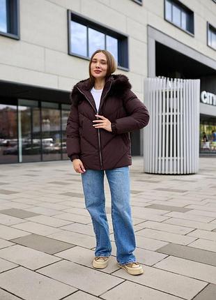 Зимняя женская куртка 42-52 шоколадный 44