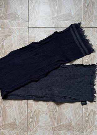 Шарф luxury gucci gg monogram wool scarf black gray double sided made in italy unisex