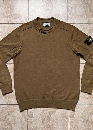 Свитер designer casual stone island crewneck knit sweater brown cotton compass patch xl