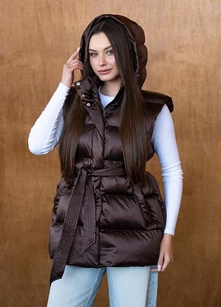 Жіночий жилет молодіжний one size (s-l) шоколад grace