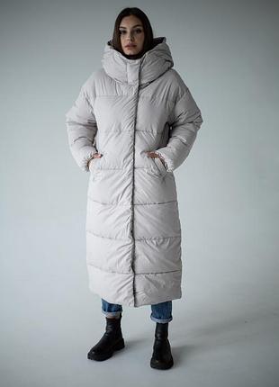 Пальто зимове жіноче s-xl бежевий