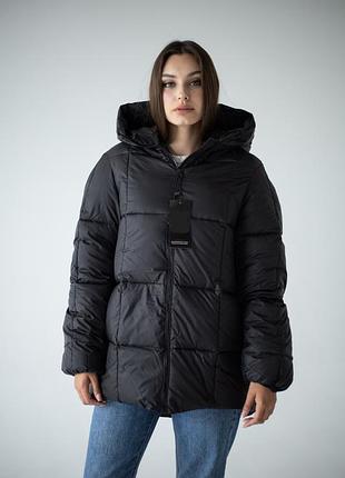 Женские зимние куртки на пуху s-xl черный