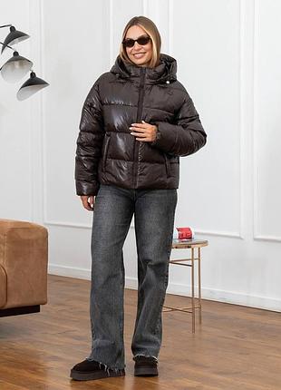 Куртка женская модная демисезонная xs,s,m коричневый лак m