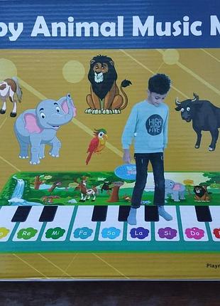 Дитячий інтерактивний музичний килимок-піаніно happy animal music mat з голосами тварин, 10 клавіш (80х35 см)