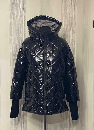 Женская демисезонная куртка больших размеров m-xxxl черный+пудрой
