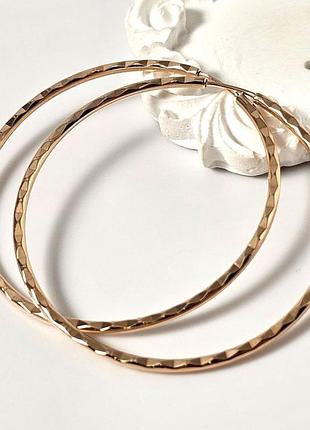 Серьги кольца конго из золота с алмазной гранью без камней