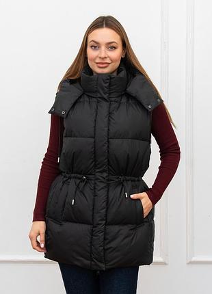 Женская жилетка удлиненная xs-s, m черный
