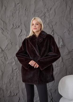 Зимова шуба жіноча 42-52 коричневий 48