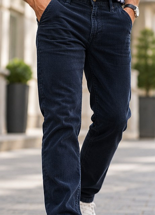 Мужские вельветовые брюки tommy hilfiger xl 52 темно-синие 34/34