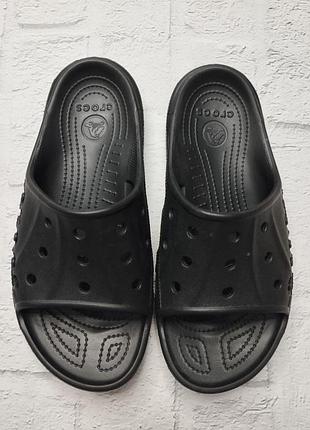 Черные шлепанцы crocs baya slide оригинал, мужские резиновые шлепки кроксы, размер m9 / w11
