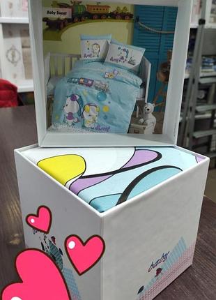 Блакитна постільна білизна для новонародженого хлопчика, belizza baby sweet, туреччина