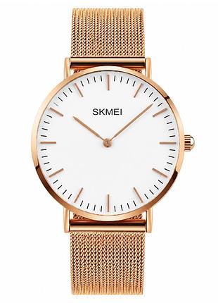 Жіночий годинник skmei q028rg rose gold з мінеральним склом та металевим браслетом